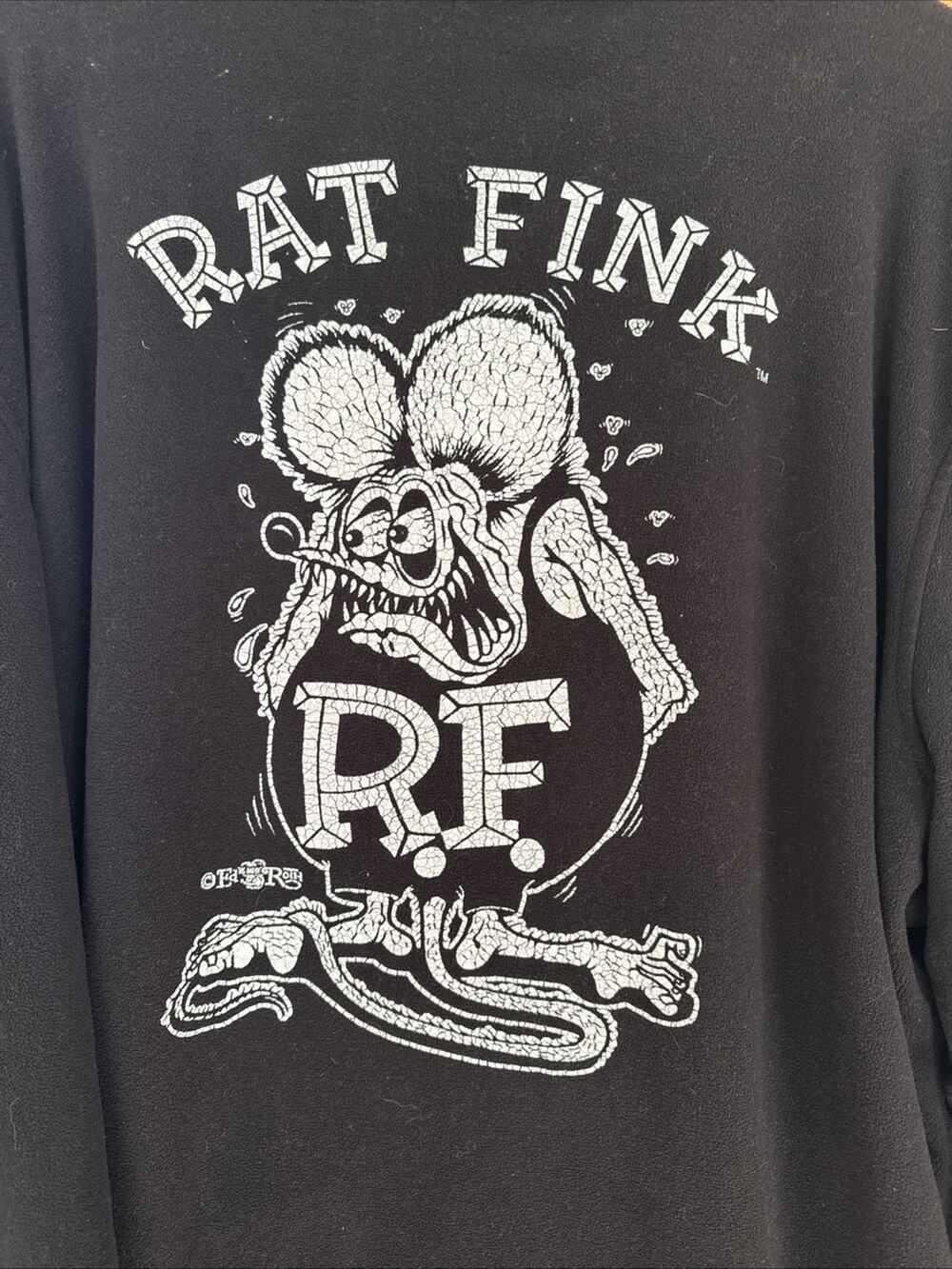 Rat Fink Bounty Hunter Print Full Zip Black Sweatshirt Men’s XXL Vintage